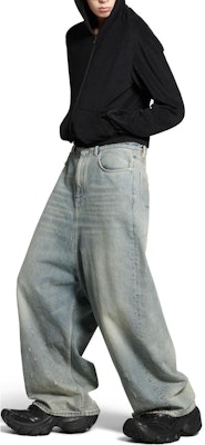 巴黎世家FW24低腰寬褲 藍色中性休閒款適合搜尋 706652TJW952204 Shop 巴黎世家FW24低腰寬褲 藍色中性休閒款適合搜尋 706652TJW952204