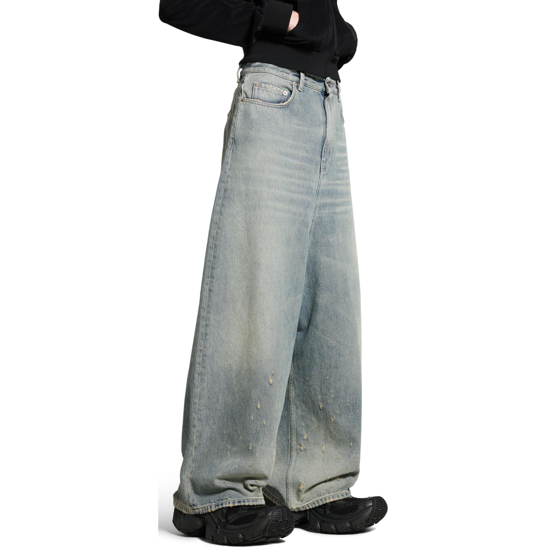 Sizing 巴黎世家FW24低腰寬褲 藍色中性休閒款適合搜尋 706652TJW952204