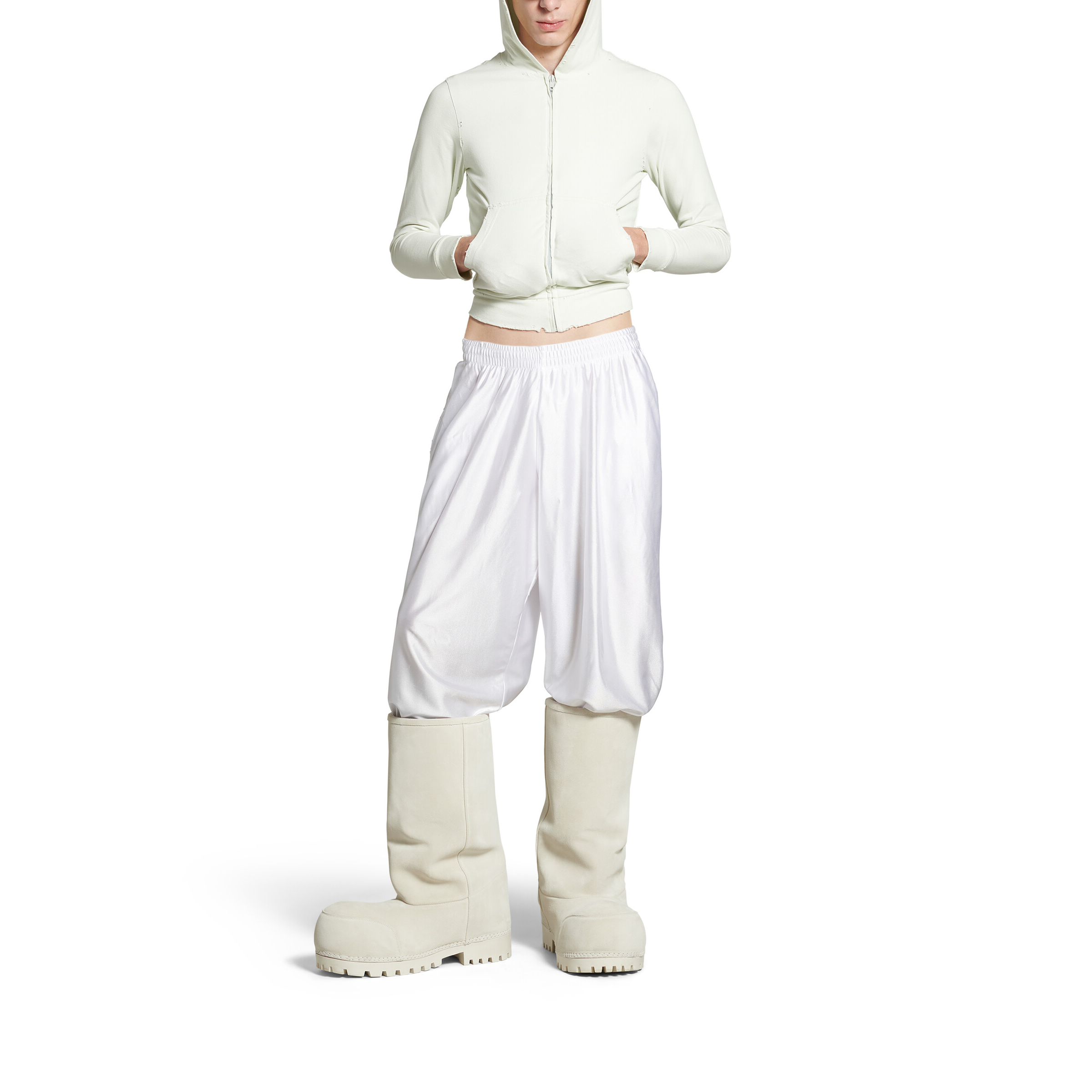 Shop 巴黎世家 FW24 白色針織運動褲 彈性腰帶 寬鬆版型 男女適穿. 787357TJV209000