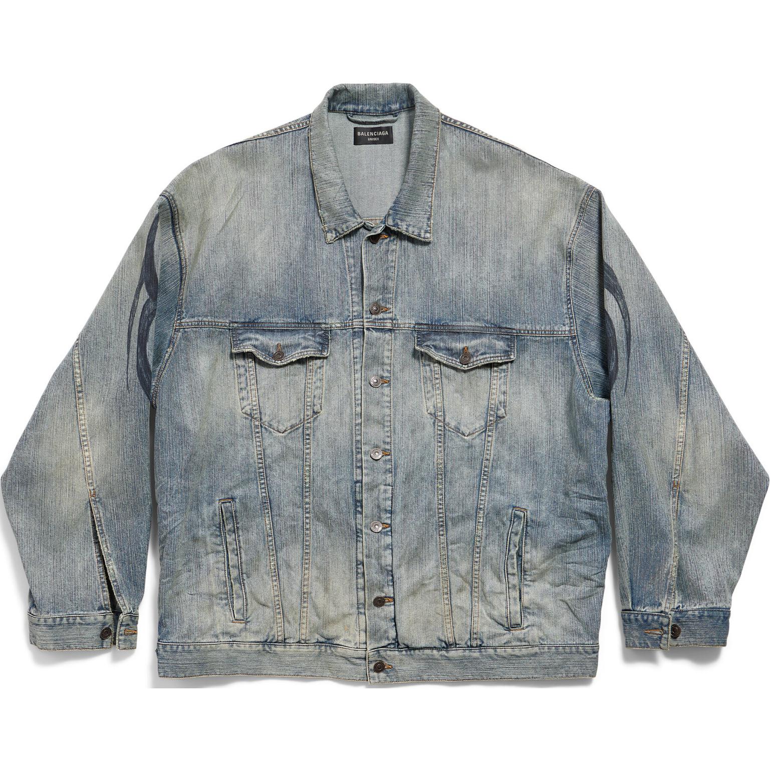 Buy Balenciaga FW24 Y2K 印花淺藍牛仔外套 寬鬆版型 809457TRW775760