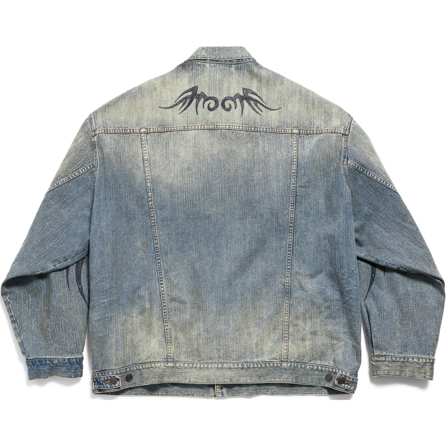 Lookbook Balenciaga FW24 Y2K 印花淺藍牛仔外套 寬鬆版型 809457TRW775760