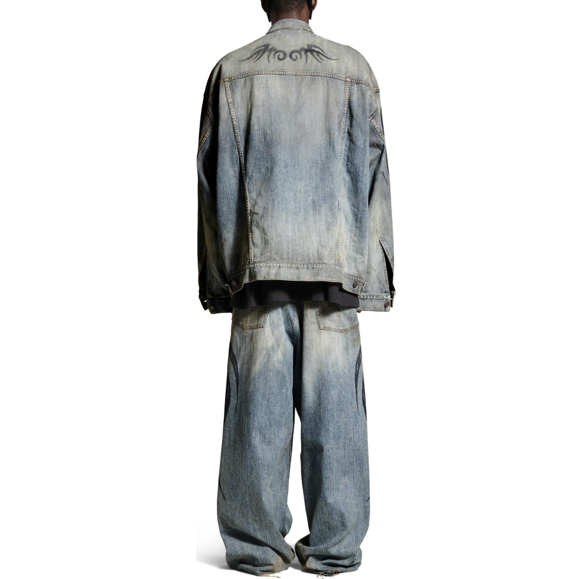 Purchase Balenciaga FW24 Y2K 印花淺藍牛仔外套 寬鬆版型 809457TRW775760