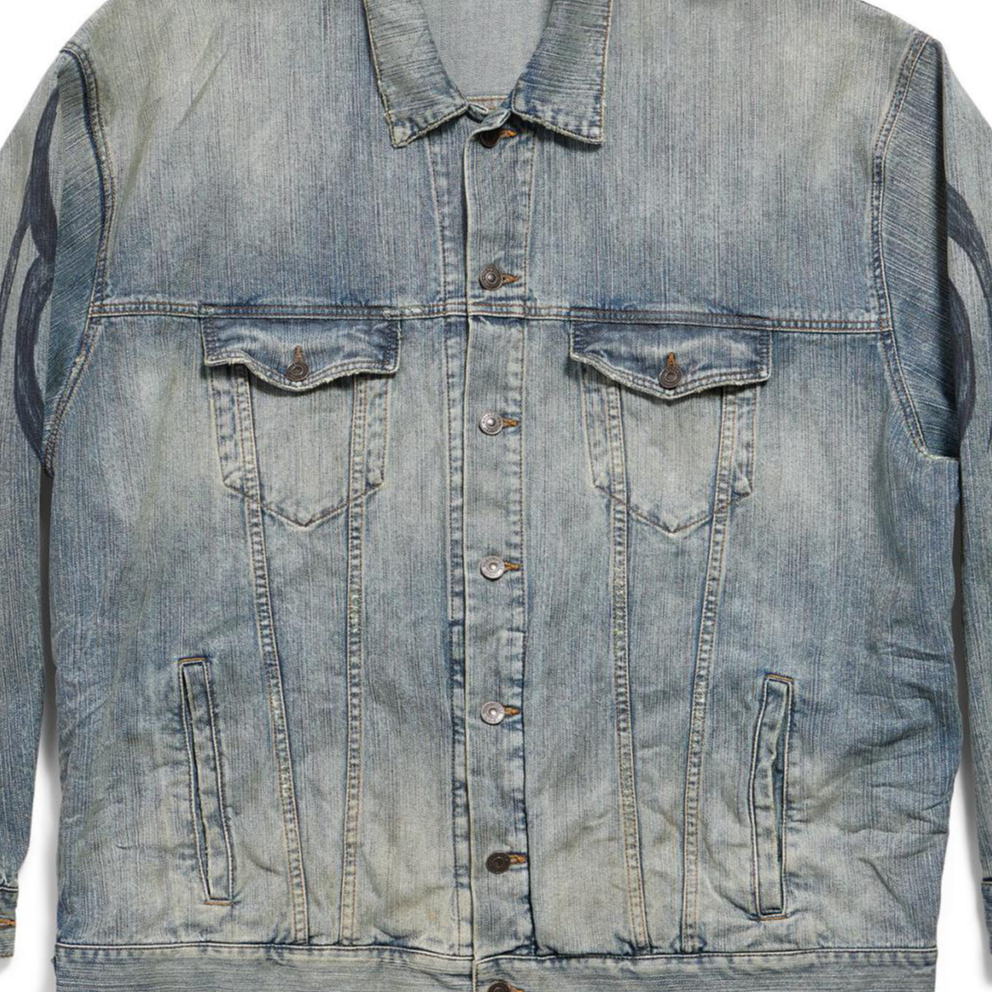 Cheap Balenciaga FW24 Y2K 印花淺藍牛仔外套 寬鬆版型 809457TRW775760