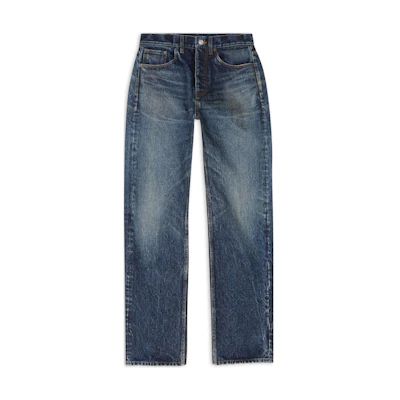 Balenciaga Garde-robe 23SS Distressed Casual Loose Fit Jeans Denim Blue. 724715TNW514021