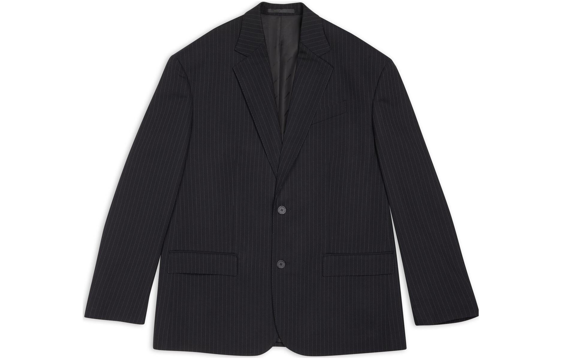 Balenciaga Garde-robe Pinstripe Tailored Twill Jacket Black () 725136TNT361070