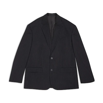 Balenciaga Garde-robe Pinstripe Tailored Twill Jacket Black () 725136TNT361070