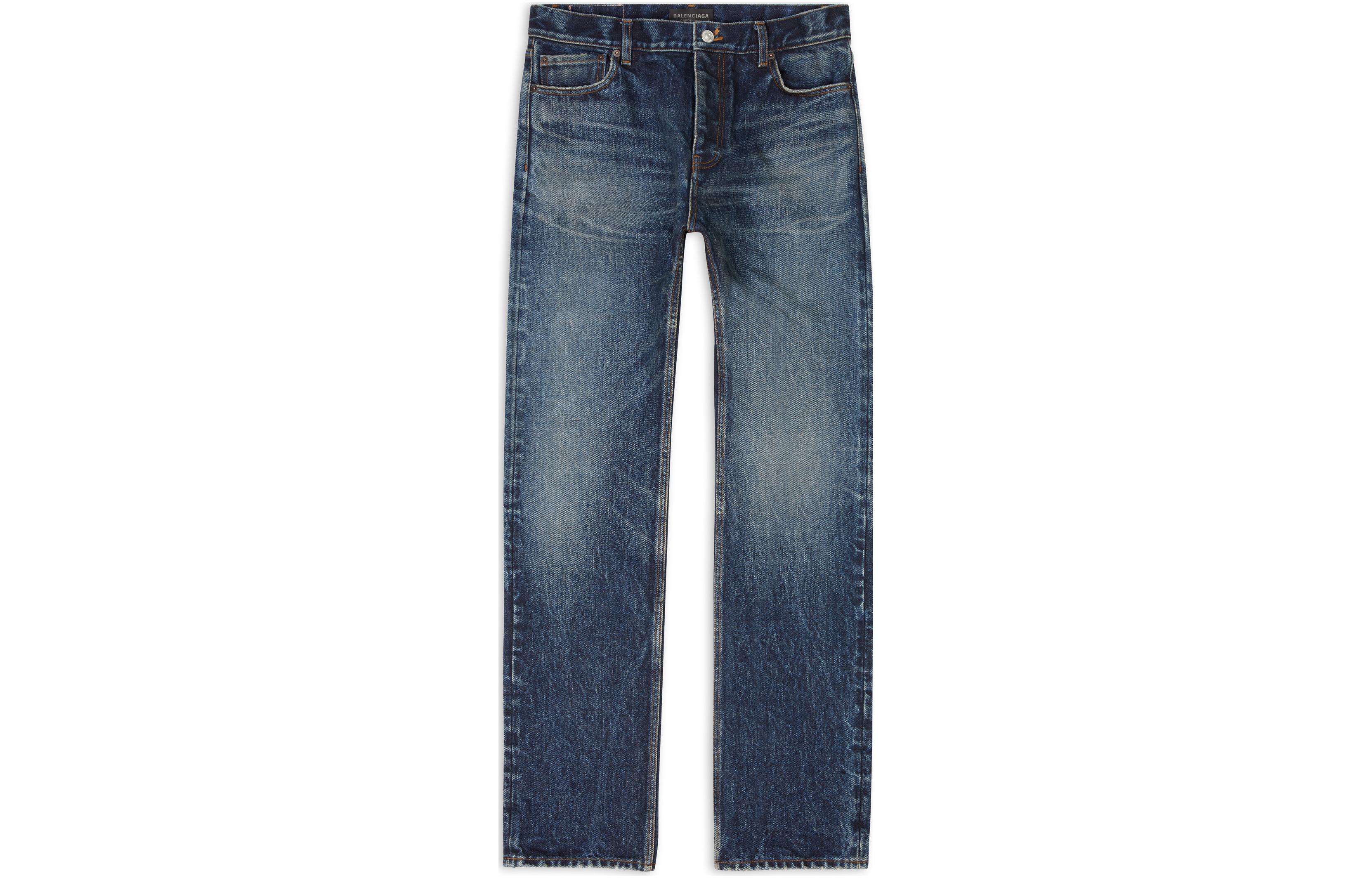 Balenciaga Garde-Robe SS23 Mid-Rise Straight Washed Denim Jeans Blue . 724714TNW514021
