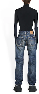 Balenciaga Garde-Robe SS23 Jeans Denim Biru Potongan Lurus Paras Sederhana. 724714TNW514021 Purchase Balenciaga Garde-Robe SS23 Jeans Denim Biru Potongan Lurus Paras Sederhana. 724714TNW514021