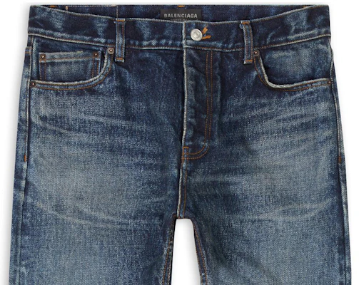 Balenciaga Garde-Robe SS23 Jeans Denim Biru Potongan Lurus Paras Sederhana. 724714TNW514021 Details for Balenciaga Garde-Robe SS23 Jeans Denim Biru Potongan Lurus Paras Sederhana. 724714TNW514021