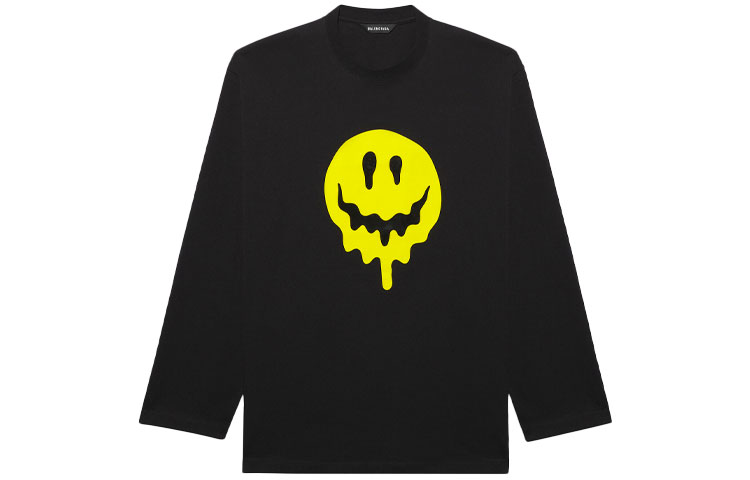 Balenciaga Ghost Print Black Long Sleeve T-Shirt Unisex Relaxed Fit 651796TKVA11012