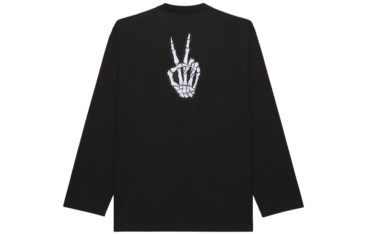 Lookbook バレンシアガ ゴーストプリント ブラック 長袖 Tシャツ ユニセックス リラックスフィット 651796TKVA11012