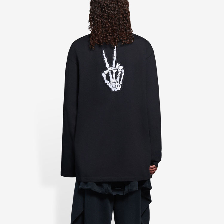 Details for バレンシアガ ゴーストプリント ブラック 長袖 Tシャツ ユニセックス リラックスフィット 651796TKVA11012
