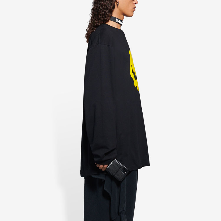 Sizing バレンシアガ ゴーストプリント ブラック 長袖 Tシャツ ユニセックス リラックスフィット 651796TKVA11012