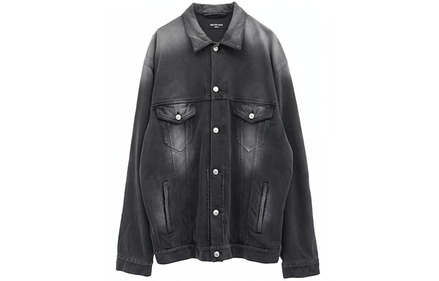 Balenciaga Gradient Black Denim Jacket Long Sleeve Loose Fit  Casual Wear 662772TKVG51000