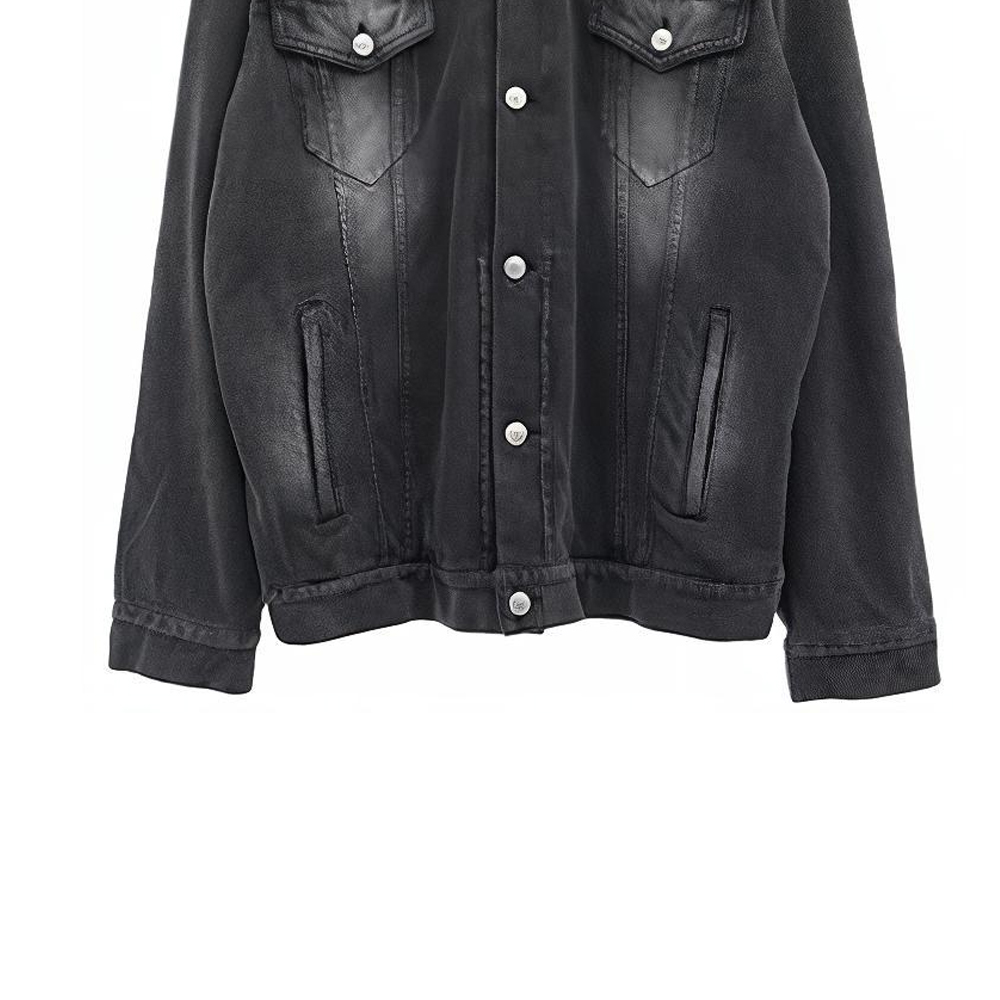 Sizing Balenciaga Jaket Denim Hitam Gradient Lengan Panjang Longgar Kasual. 662772TKVG51000