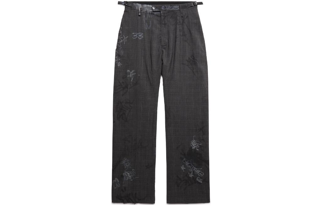 Order Balenciaga Graffiti SS23 Celana Kotak Abu-abu Unisex Mid-Rise Straight. 738848TOT071240