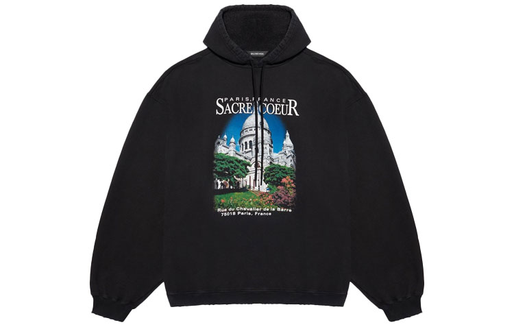 Balenciaga Graphic Hoodie Jacket Black 641679TJVH91000