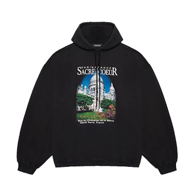 Balenciaga Graphic Hoodie Jacket Black 641679TJVH91000