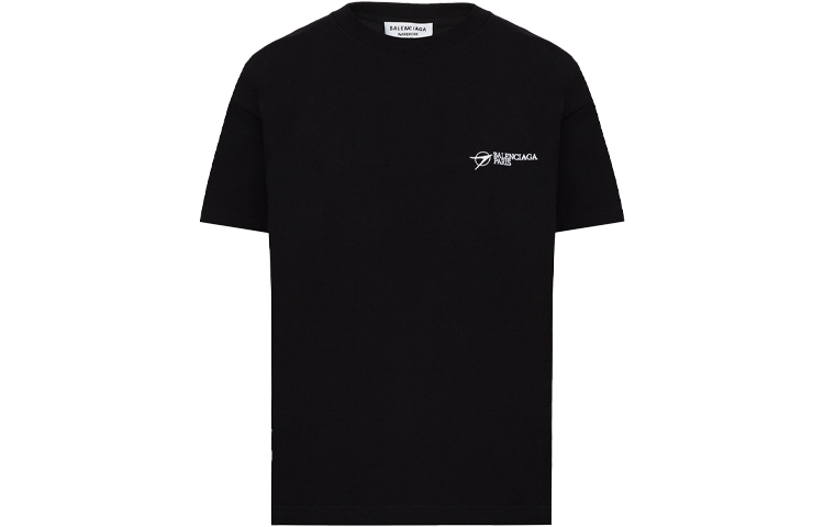 Order Balenciaga Graphic Logo Crewneck Unisex Black T-Shirt. 612965TKV861070
