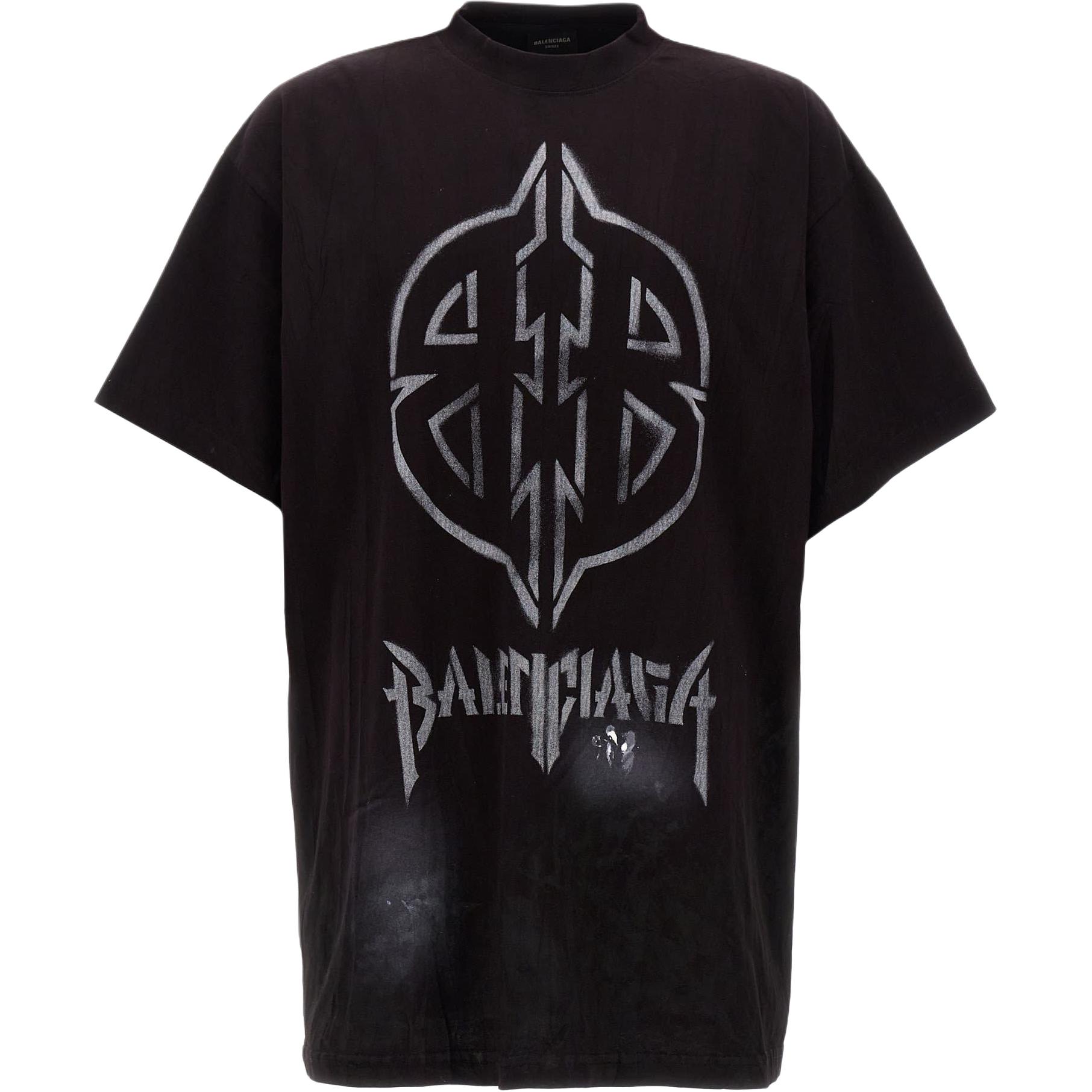 Balenciaga Graphic Print Oversized Black Unisex T-Shirt. 787349TQVT19034