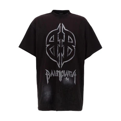 Balenciaga Graphic Print Oversized Black Unisex T-Shirt. 787349TQVT19034