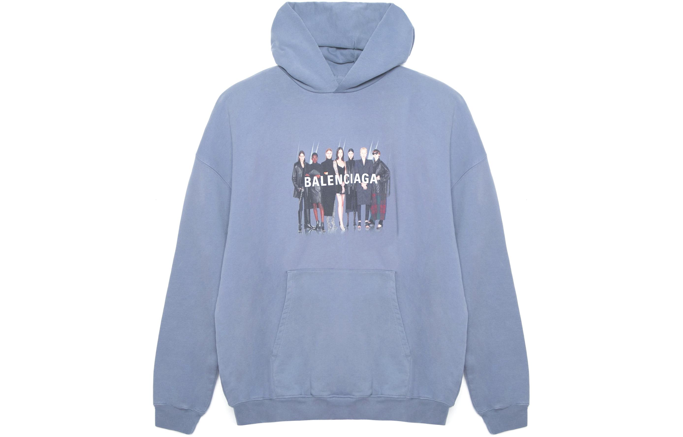 Balenciaga Gray Blue Logo Print Hoodie Unisex Oversized Fit. 620973TIV481404 圖 2