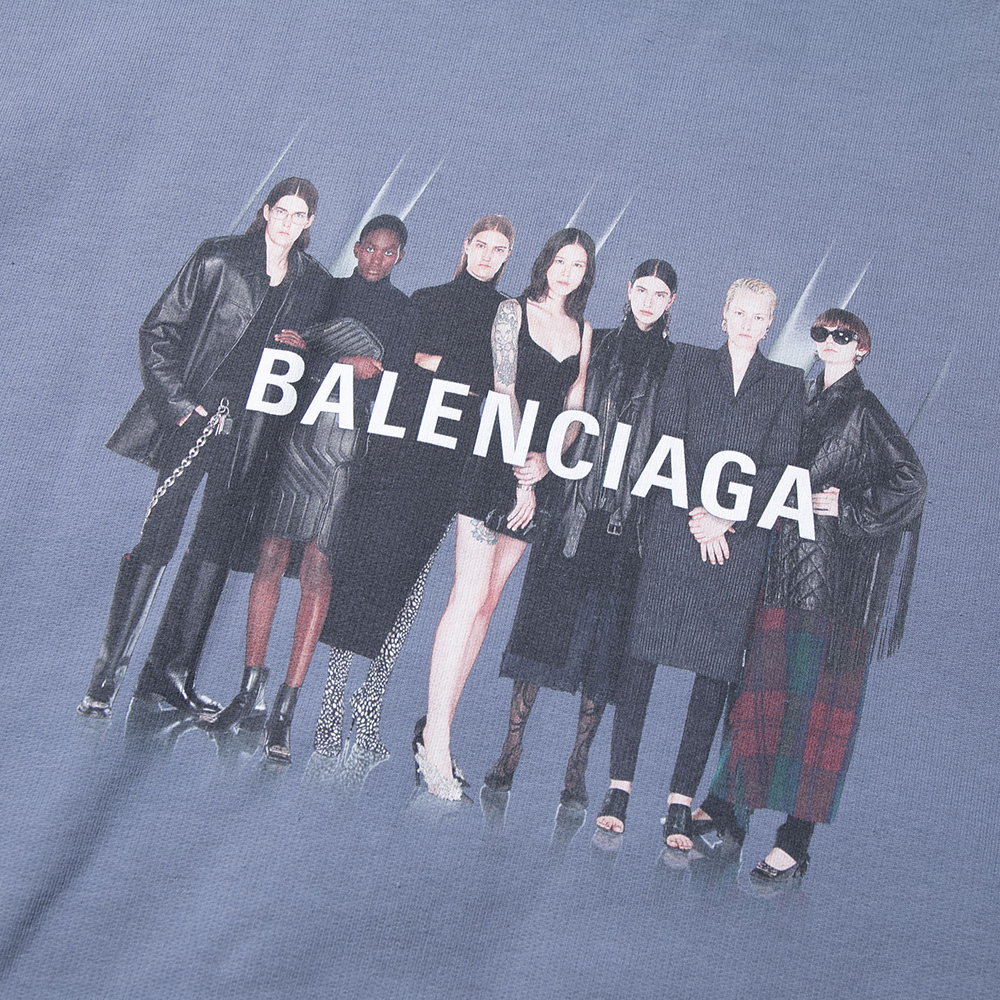 Balenciaga Gray Blue Logo Print Hoodie Unisex Oversized Fit. 620973TIV481404 圖 7