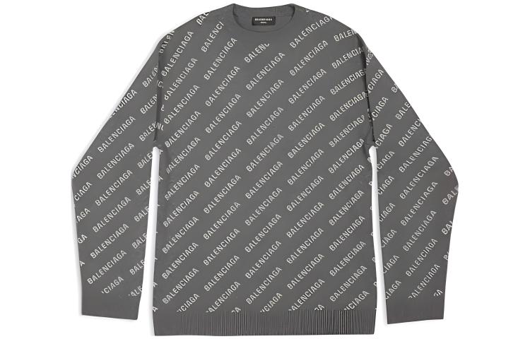Balenciaga Gray Logo Jacquard Knit Sweater  SS23 Collection 734009T41271167