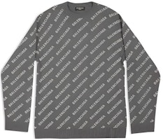 Balenciaga Gray Logo Jacquard Knit Sweater SS23 Collection 734009T41271167 Balenciaga Gray Logo Jacquard Knit Sweater SS23 Collection 734009T41271167