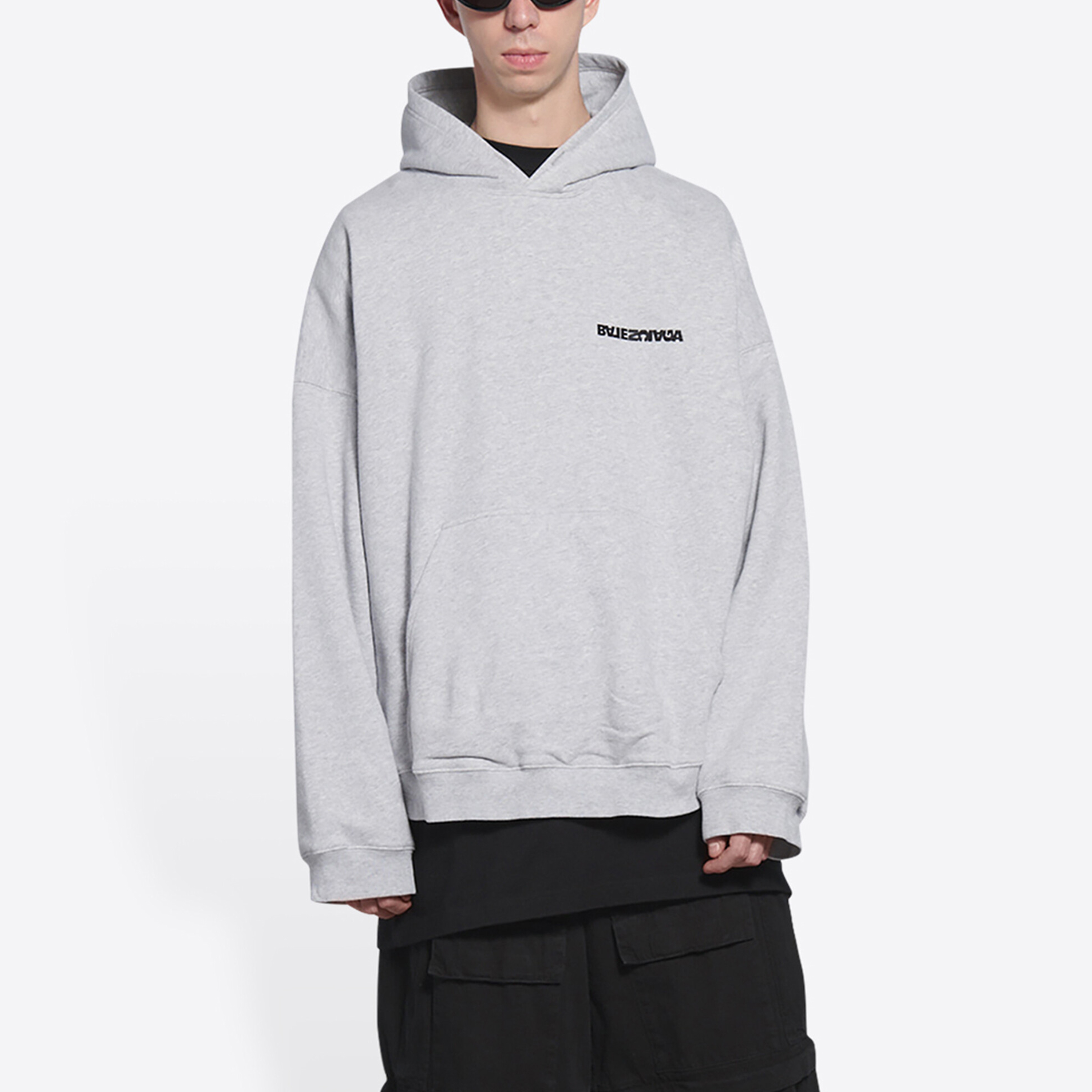 Balenciaga Gray Logo Letter Oversized Hoodie 674986TLVB41167 圖 5