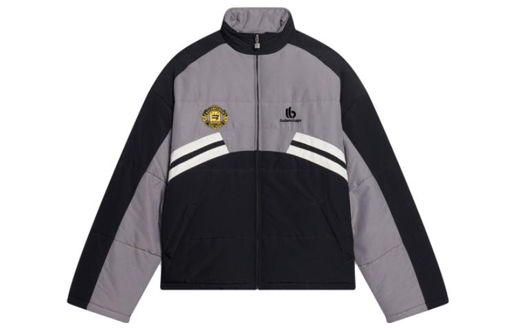 Balenciaga Gray Zip-Up Jacket with Logo Print Long Sleeves 675462-TKO48-1000