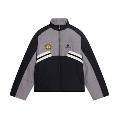 Balenciaga Gray Zip-Up Jacket with Logo Print Long Sleeves 675462-TKO48-1000
