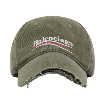Balenciaga Green Cotton Curved Brim Cap Unisex Couples Style. 673320410B20297