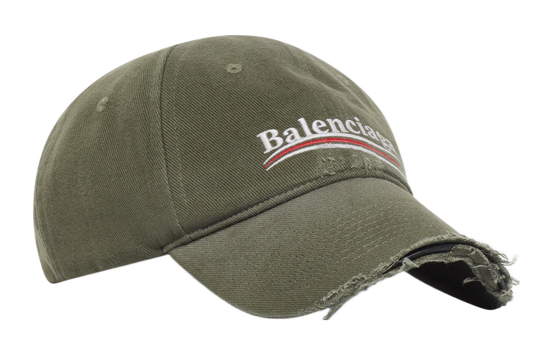 Lookbook Balenciaga Green Cotton Curved Brim Cap Unisex Couples Style. 673320410B20297