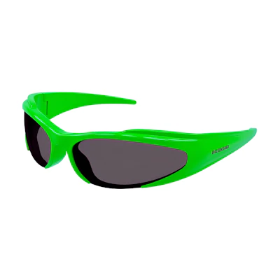 Balenciaga Green Unisex Irregular Shape Sunglasses with Side Letter Detail. BB0253S-005