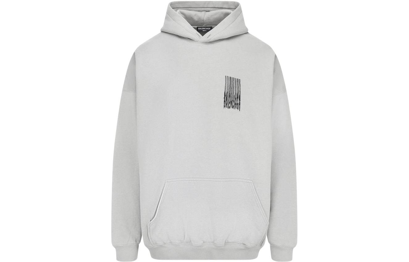 Balenciaga Grey Abstract Letter Fleece Hoodie Pullover 651799TKVE68174