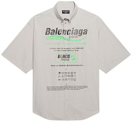 Balenciaga 灰色棉質寬鬆版型短袖襯衫 Logo 印花 664627TKM102967 Buy Balenciaga 灰色棉質寬鬆版型短袖襯衫 Logo 印花 664627TKM102967