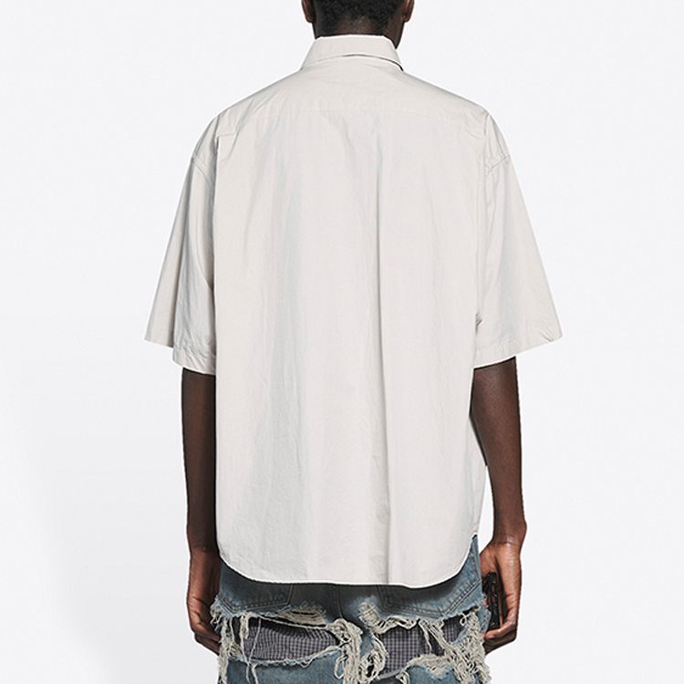 Details for Balenciaga 灰色棉質寬鬆版型短袖襯衫 Logo 印花 664627TKM102967