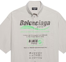 Balenciaga 灰色棉質寬鬆版型短袖襯衫 Logo 印花 664627TKM102967 Sizing Balenciaga 灰色棉質寬鬆版型短袖襯衫 Logo 印花 664627TKM102967