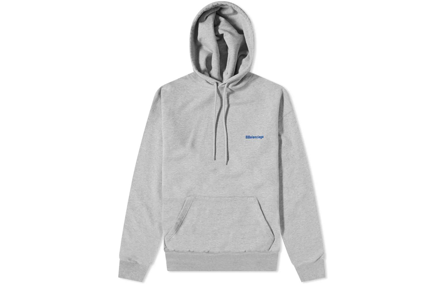Balenciaga Grey Letter Print Hoodie Loose Fit Long Sleeve Sweatshirt. 570811TKVB51218