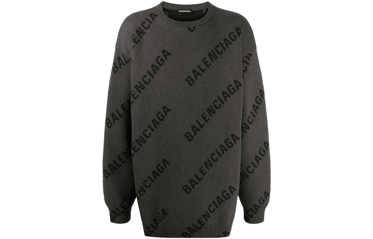 Balenciaga Grey Logo Print Crewneck Sweater 625970T31781262