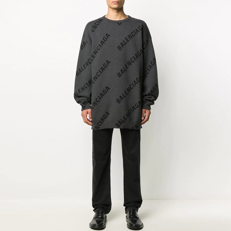 Balenciaga Grey Logo Print Crewneck Sweater 625970T31781262 圖 3