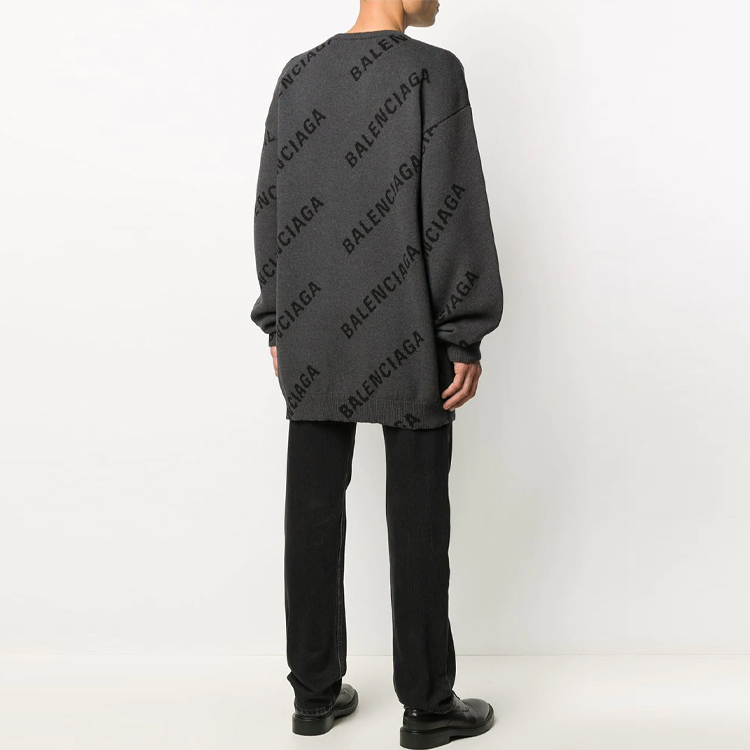 Balenciaga Grey Logo Print Crewneck Sweater 625970T31781262 圖 4