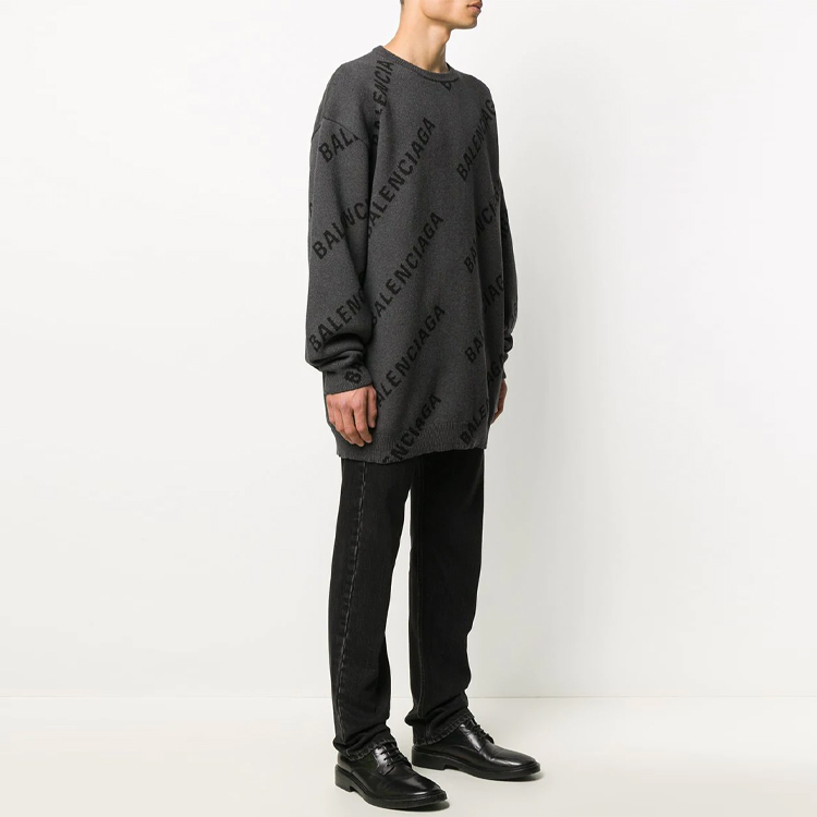 Balenciaga Grey Logo Print Crewneck Sweater 625970T31781262 圖 5