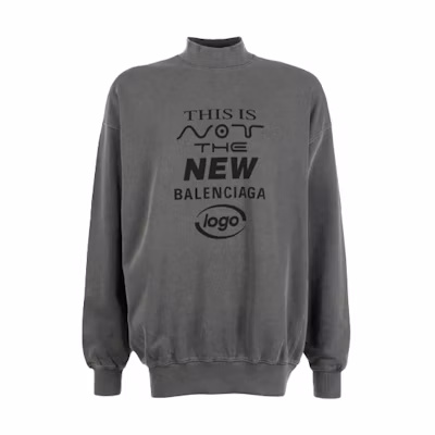 Balenciaga Grey Logo Print Distressed Eco Long-Sleeve Casual Sweatshirt. 652981TKVE41069
