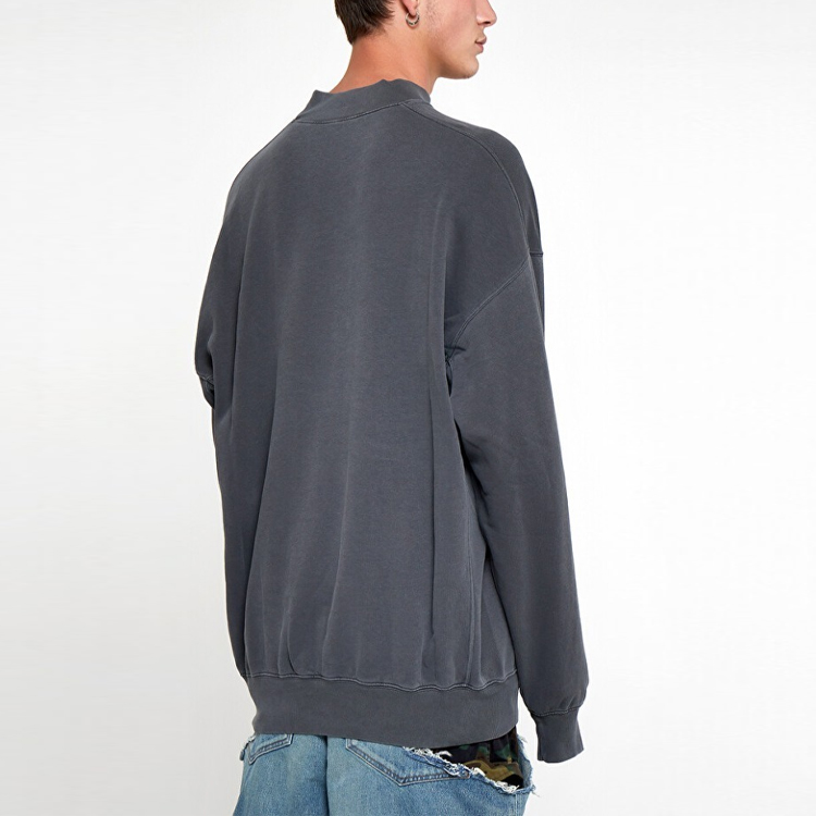 Purchase 巴黎世家灰色标志印花做旧风环保长袖休闲卫衣 652981TKVE41069