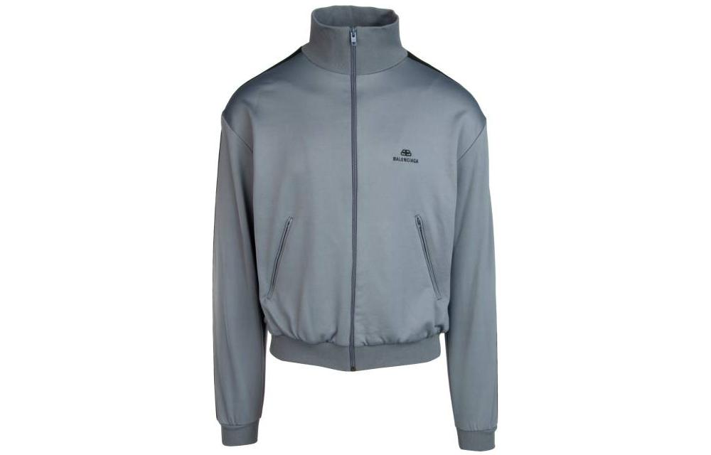 Balenciaga Grey Logo Print Long-Sleeve Collared Jacket 601727TGV041262