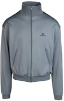 Balenciaga Grey Logo Print Long-Sleeve Collared Jacket 601727TGV041262 Balenciaga Grey Logo Print Long-Sleeve Collared Jacket 601727TGV041262