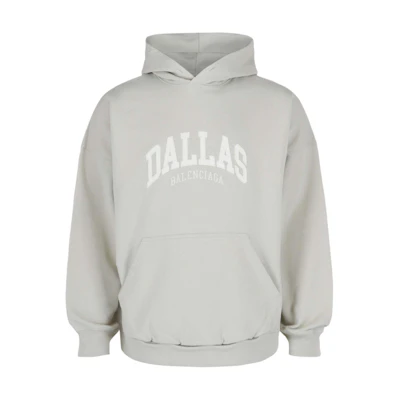 Balenciaga Grey Oversized Hoodie with Letter Logo Print 675003TLVK99176