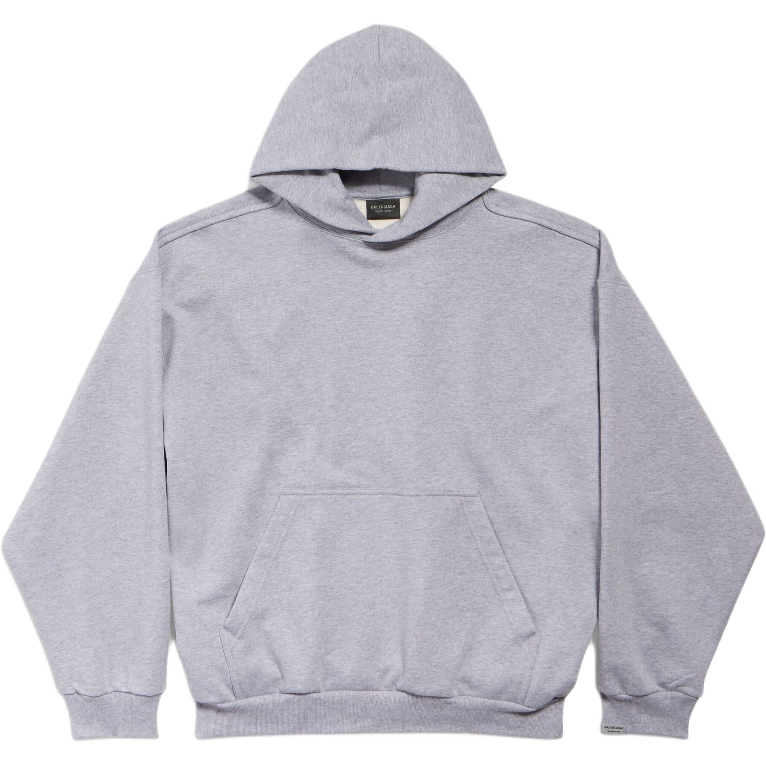 Balenciaga Grey Plain Oversized Hoodie Pullover Long Sleeve Standard Fit 773281TRVA81300